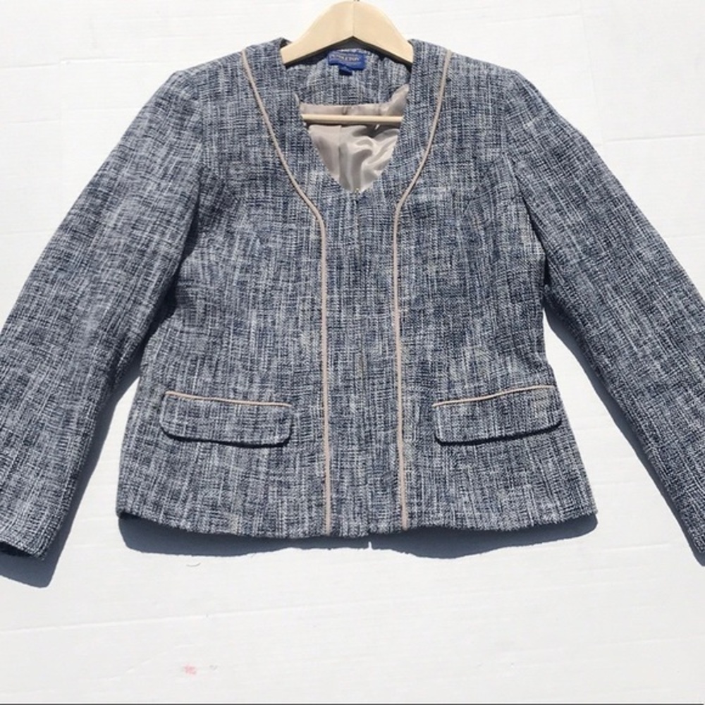 Pendleton Navy/White Tweed Full‎ Zip Blazer Jacket